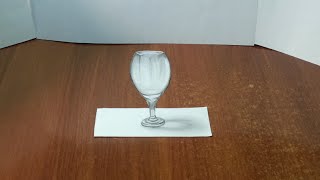 Как нарисовать 3D РИСУНОК на бумаге карандашом. БОКАЛ. How to draw 3D