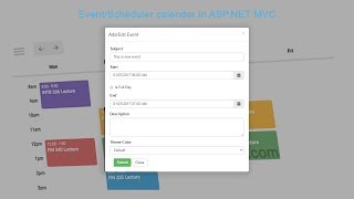 CRUD operation on fullcalendar in ASP.NET MVC