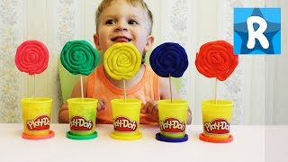 Делаем конфеты Лолипоп из пластилина Плей До Giant Play Doh Lollipops