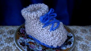 ВЯЗАНИЕ СПИЦАМИ ПРОСТОЙ СПОСОБ ДЛЯ НАЧИНАЮЩИХ ПИНЕТКИ БОТИНОЧКИ Knitting