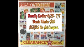 Family Dollar 6/28-7/7   Deals Under $10 & $5/$25 In Ad Coupon Scenario