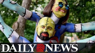 Couple takes on NYC annual bodypainting day