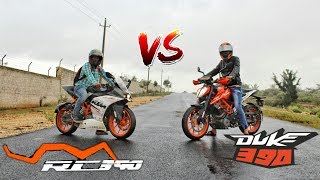 2017 KTM Duke 390 vs Ktm RC 390 (2016)| Drag race.