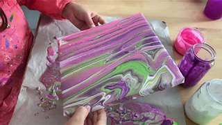 Acrylic Pouring 18 - Fluid painting avec les enfants