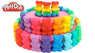 Play-Doh How to Make a Rainbow Gummi Bear Cake * Play Dough Art * Creative Fun * RainbowLearning