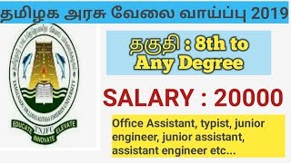 Tamilnadu government jobs 2019 | TNJFU | FISHERIES UNIVERSITY | ANY DEGREE