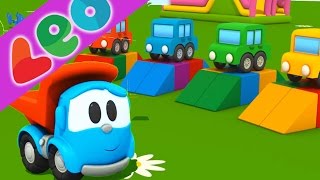 Léo le camion benne curieux et les voitures pour coloriage
