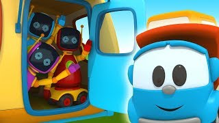 Cartoni Animati per Bambini - Camioncino Leo e i robot in vacanza in una roulotte
