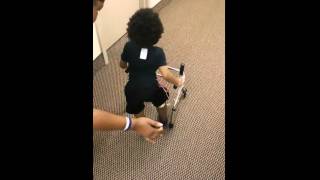 Motivational: 1 Year Old Amputee Keeps Trying Saying "I Got It"!