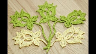Вязание мотива БУТОН ЦВЕТКА для ирландского кружева  Crochet Irish Lace