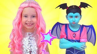 Alice and Junior Vampirina pretend play with magic toys