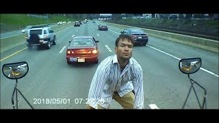 Man climbs on hood of school bus traveling on Massachusetts Turnpike