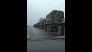 Колонна войск России на трассе Краснодар - Новороссийск  В Крым