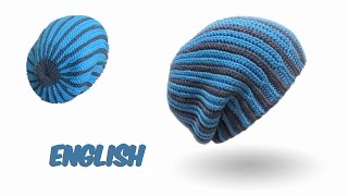 Crochet Long Beanie bosnian crochet - with two colors