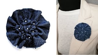 Джинсовая брошь. Джинсовое украшение своими руками | Denim brooch. Denim decoration