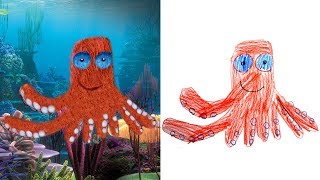 Детские Рисунки в Реальности #4  Детям про Животных Recreate Kids Monster Doodles Lion boy