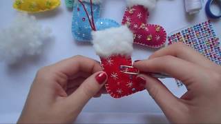 Новогодние игрушки из фетра своими руками /новогодний носок, носочек Мастер класс / декор