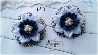 ? Цветобанты из атласных лент и кружева ? Канзаши ? Ribbon bow Kanzashi ? Hand мade ? DIY