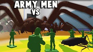 Green Army Men vs GIANT SPIDER! Army Men + TABS = Army Men Battle Simulator (Home Wars Part 1)