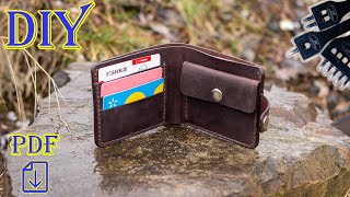 [DIY] Простой и надёжный кошелек из натуральной кожи. Бесплатная выкройка PDF.
