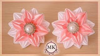 Резинки для волос из узкой ленты 1,2 см. Канзаши. МК / DIY. Kanzashi. Scrunchy.