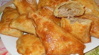 Слоеные пирожки с мясом. Рецепт