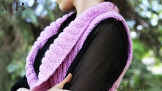 Эксперимент- розовый жилет спицами. Показ готовой работы.
