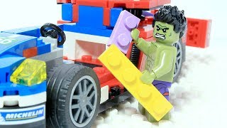 Lego HULK Sports Car Brick Building Superhero Stop Motion