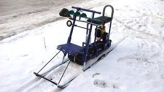 Гусеничный мотопривод к финским саням ( Гусеничные мотофинки ) 2016  / Finnish sleigh with a motor
