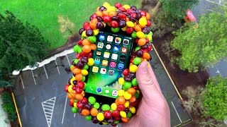 Can 500 Skittles Protect an iPhone 7 from Extreme 100 FT Drop Test? - GizmoSlip