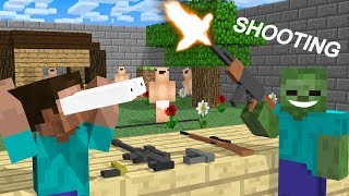 Monster School:  Shooting Challenge - Minecraft Animation