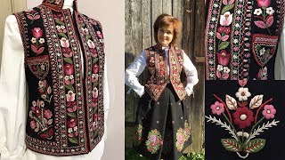 Женская безрукавка жилет с ручной вышивкой гладью