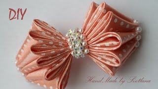 Бантик из ленты с бисером Канзаши Мастер класс DIY Bow of ribbon with beads Kanzashi Laço de Cetim