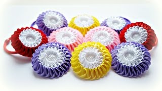 Двойная зефирка Канзаши Мастер-класс / Kanzashi Flower Tutorial, DIY