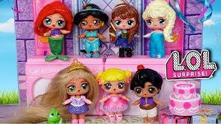 LOL Disney Princess Birthday Party with Baby Goldie - Barbie Rapunzel Family