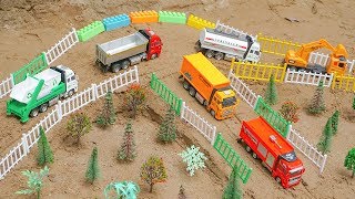 الحفار, الجرار, سيارة الإطفاء, شاحنات القمامة و سيارات الشرطة ومجمو Excavator Toys#4