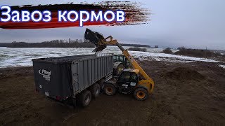 Погрузка кормов и завоз на тракторе Джон дир 8295 R