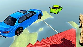 BeamNG Drive - Jumping from the Stairs \ DEATH FALLS!