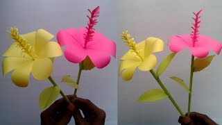 DIY Hibiscus flower making with paper | Hibiscus paper flower || SUNIL CREATION