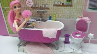 Barbie Dreamhouse | Bathroom العاب بنات باربي |غرفة استحمام باربي الاصليه | حوض الاستحمام مع تواليت