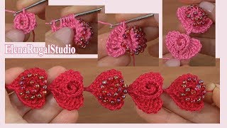 Сердечки крючком с бисером и без, подробный мастер-класс Урок 186