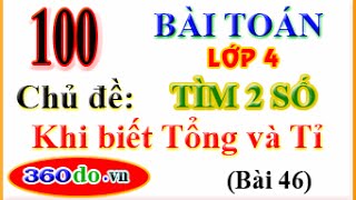 100 Bài toán lớp 4 điển hình (Bài 46) - Chủ đề: Tìm 2 số khi biết Tổng và Tỷ của nó