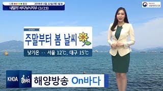 [내일의 바다낚시지수] 3월 23일 풍랑특보 금요일 새벽 모두 해제, 주말부터는 봄 날씨 / 예보방송 On바다