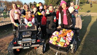 100 SQUISHY TOYS!! Presents For My Fans - Power Wheels Ride On Car