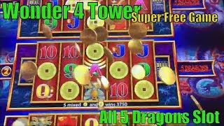★ALL FLOORS were OPENED !!☆WONDER 4 TOWER Slot machine (Aristocrat) ☆All 5 Dragons games Live play☆彡