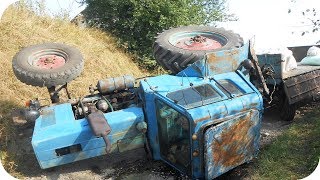 МТЗ 80 перевернулся на кабину Красиво лёг на бок