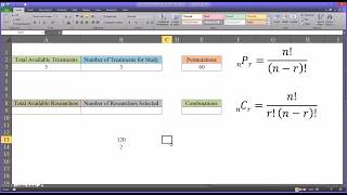 Combinations and Permutations in Excel