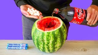 WATERMELON VS COCA COLA VS MENTOS! 7 AMAZING LIFE HACKS AND EXPERIMENTS!
