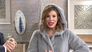 Dennis Basso Zip Front Faux Fur Coat with Hood and Waist Detail on QVC