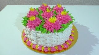 Торт корзина с цветами Как сделать торт корзину Кремовые торты Cake basket with flowers
